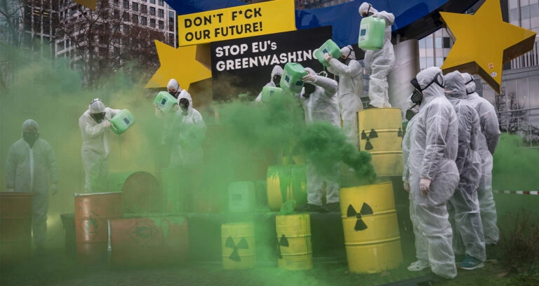 Umstrittene EU-Taxonomie: Gas- und Atomkraftwerke für nachhaltig erklärt Taxonomie Protest